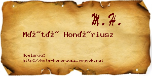 Máté Honóriusz névjegykártya